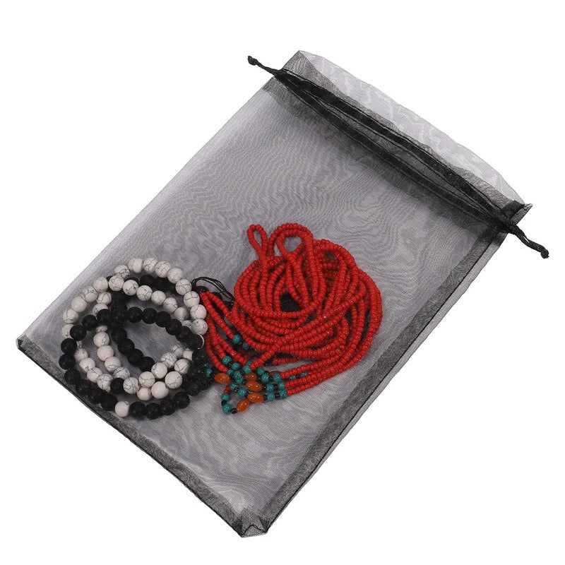 SUNGULF 100pcs Organza Pouch Bag Drawstring 6"x9" 16x22cm Strong Gift Candy Bag Jewelry Party Wedding Favor (Black) - Image 4